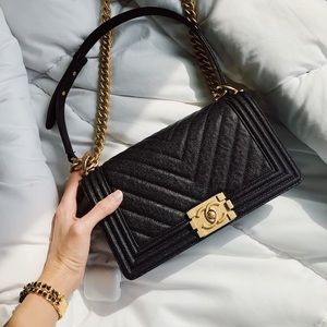 Chanel medium boy bag GHW chevron